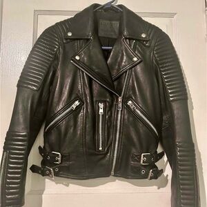 All Saints Estella Dark Leather Biker Jacket